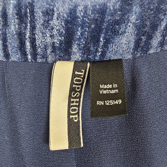 Topshop 2 PC Set Textured Velvet Blazer Jacket & Trouser Pant Blue Size 2 - Picture 7 of 16
